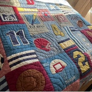 Pottery Barn Kids Patchwork Sports-Themed Quilt